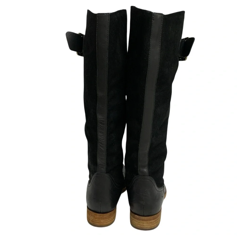 Kork Ease Black Suede Leather Knee High Riding Boots Buckle Zip Women's Sz 6.5M - Picture 6 of 16